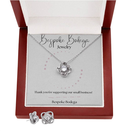 Elegant Sterling Silver Love Knot Necklace & Earring Gift Set for Special Occasions