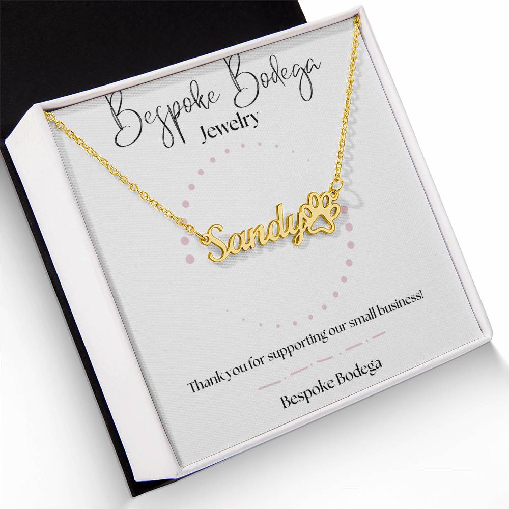 Custom Pet Name necklace with paw print